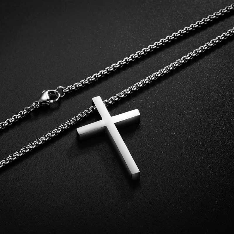 New stainless steel cross pendant necklace suitable for men women minimalist jewelry mens and womens necklaces silver W240918