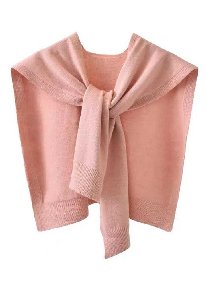 AOSSVIAO spring/summer Korean knitted shoulder solid color knot with air conditioning small shawl neck protection pink W240921