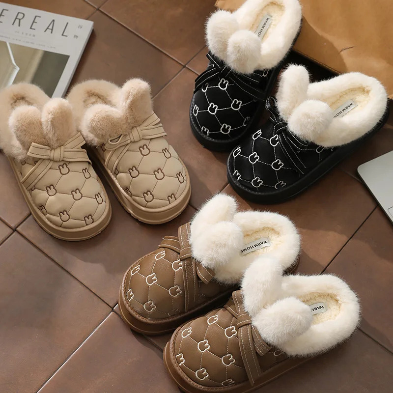 Women Winter Plush Warm Slippers Ladies Casual Fashion Cotton Slipper Female Flat Outdoor Stylish Waterproof free shipping shoes trainers loafers wome