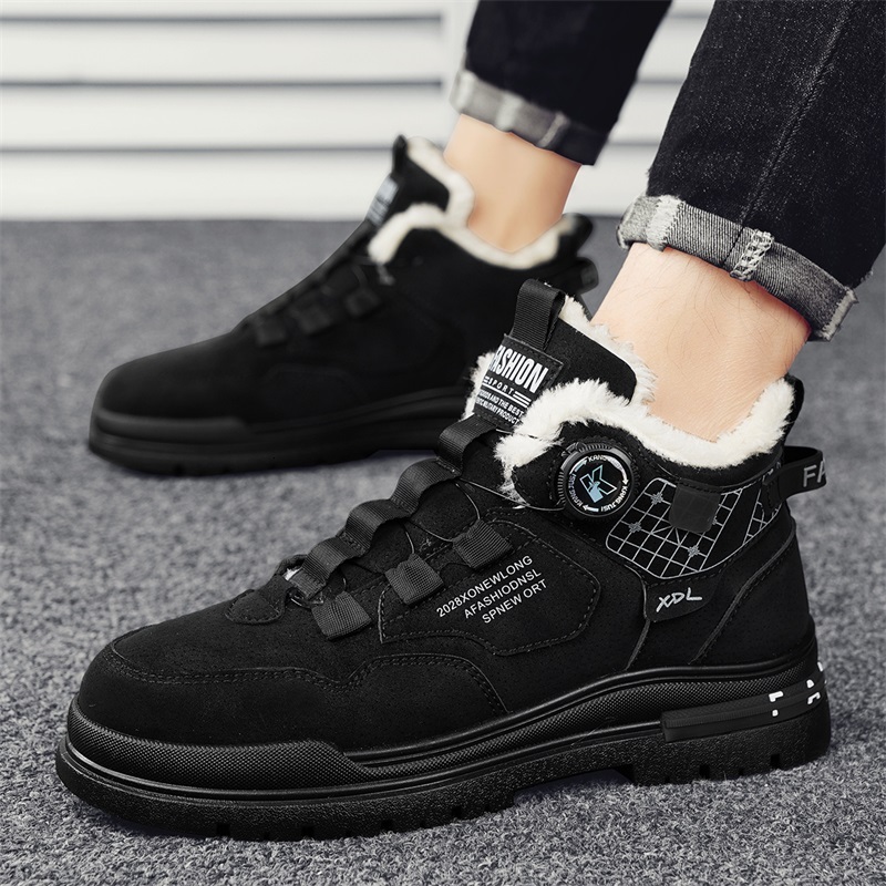 Free shipping designer shoes new men's winter men's fur comfortable men's warm leather handmade waterproof boots anti slip high top sho