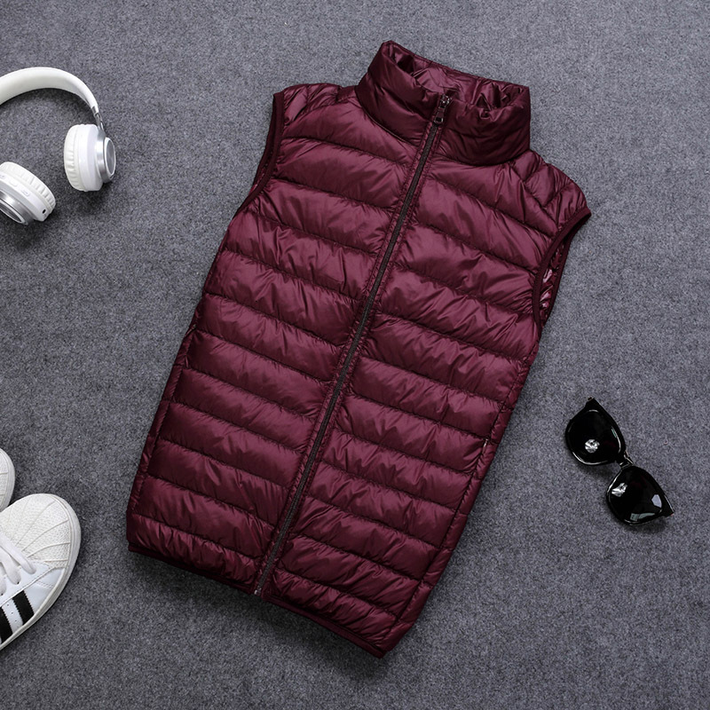 Autumn And Winter 90% White Duck Casual Lightweight Down Warm Solid Sleeveless Jacket Men's Portable Pocket Vest