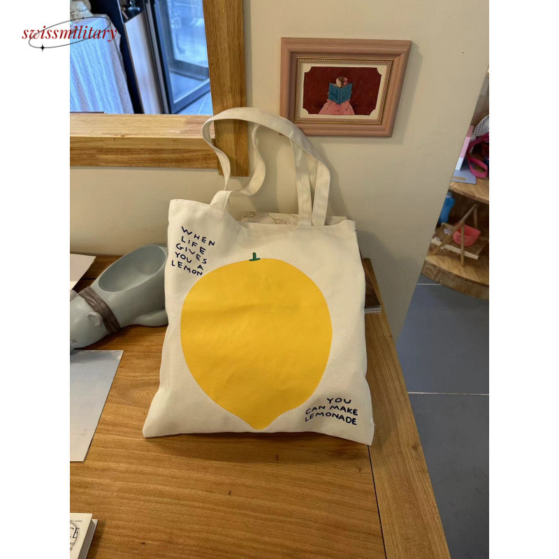 Large Capacity Shoulder Classic Strawberry Carrot Fruit Canvas Korean Versatile Art Bag #10 Swissmilitary