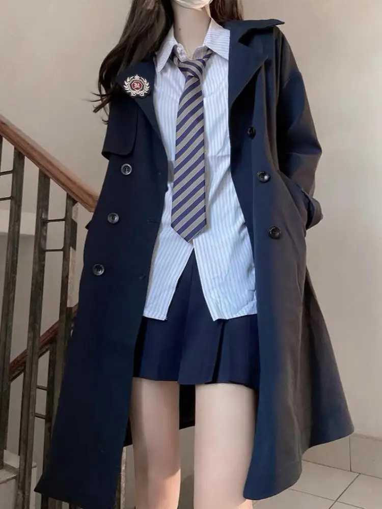 Korean Fashion Women Brown Elegant Windbreaker Coat Streetwear Clothes Autumn Black Vacation Mid Length Trench Jacket PopularX240921