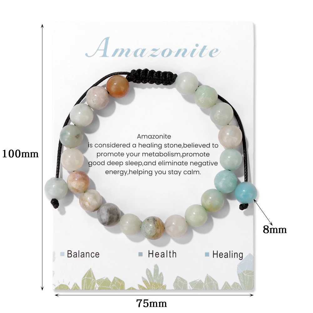 Adjustable 8mm Pink Rose Quartzs Beads Bracelet With Card Natural Stone Braided Bracelets Bangles For Women Men Yoga JewelryX240921