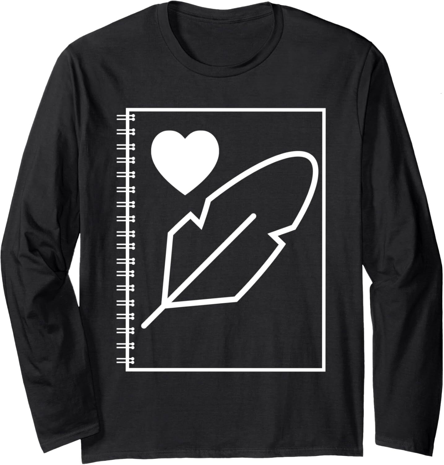 Long Sleeve Shirts for Men sweatshirt Lovely Writer Vintage Pen And Red Heart Artwork Long Sleeve T-Shirt T shirt Tee Streetwear Casual tops clothes