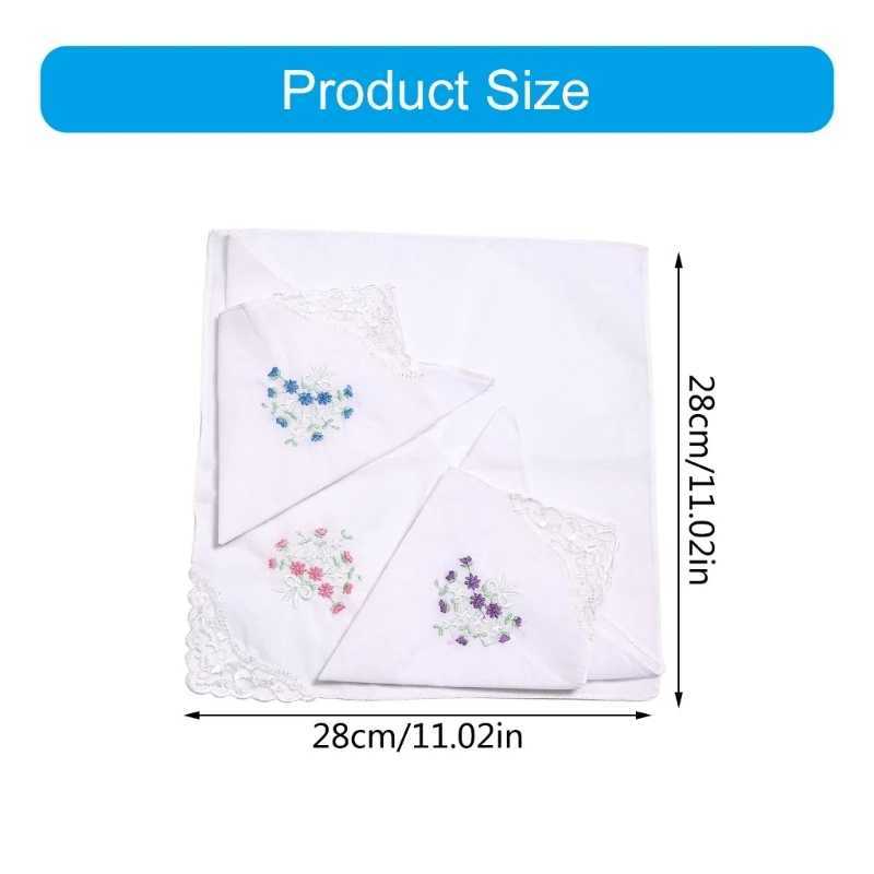 Pack of 12 28x28cm Girl Handkerchief Hankies Pocket Flower Pattern Pocket Square Pack of 12 28x28cm Girl Handkerchief HankiesX240921
