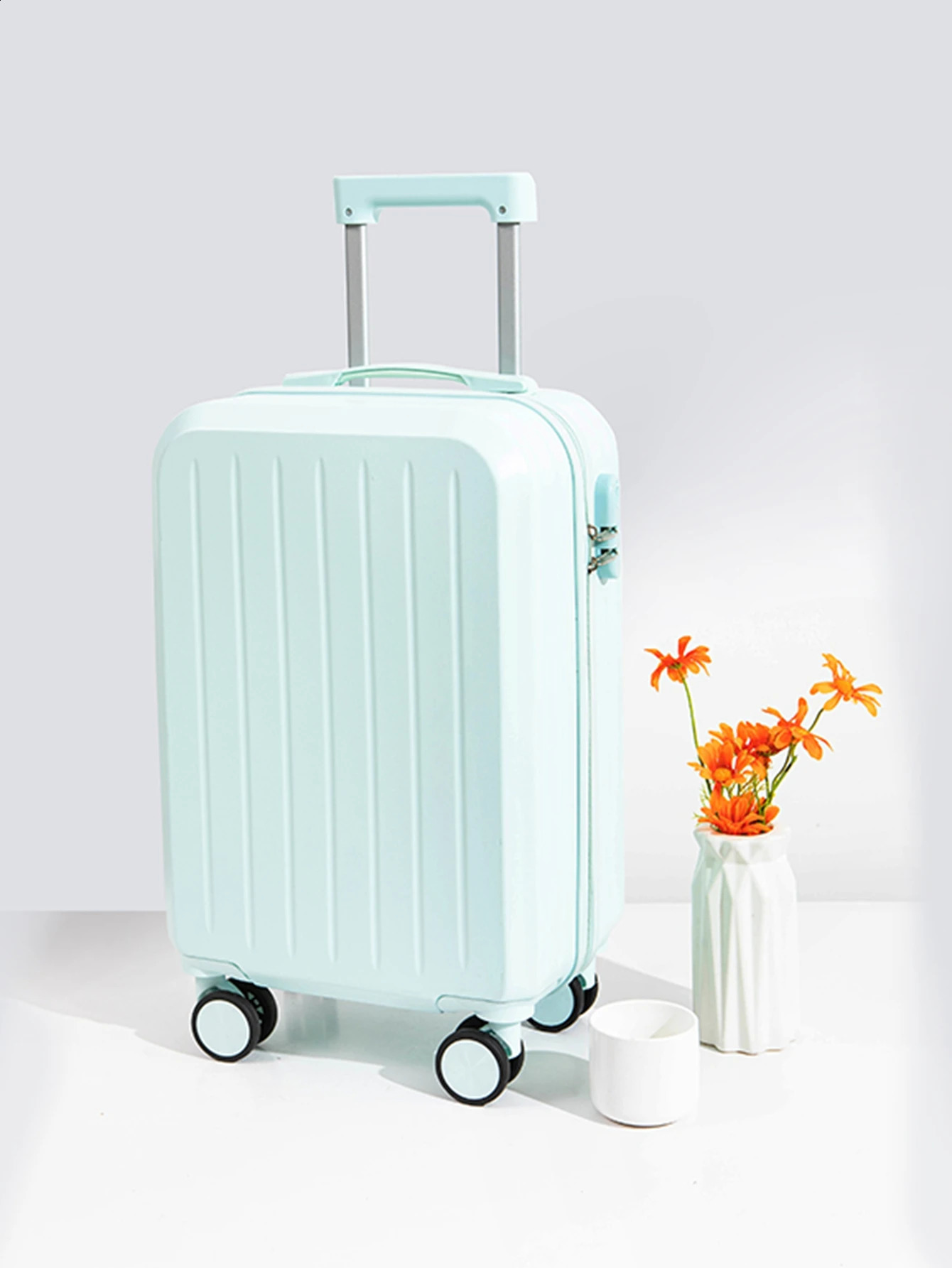 Small fresh lightweight multifunctional solid color student suitcase silent universal luggage and bags 240918