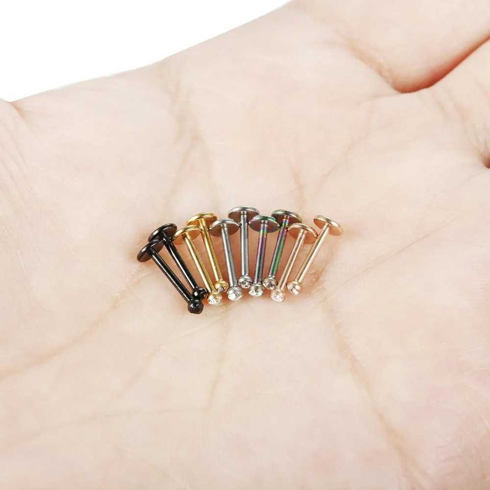 BESTEEL 1Pc 18 Gauge Stainless Steel Nose Studs Ear Studs Piercing Body Piercing Cubic Zirconia Inlaid industrial piercing Y240921