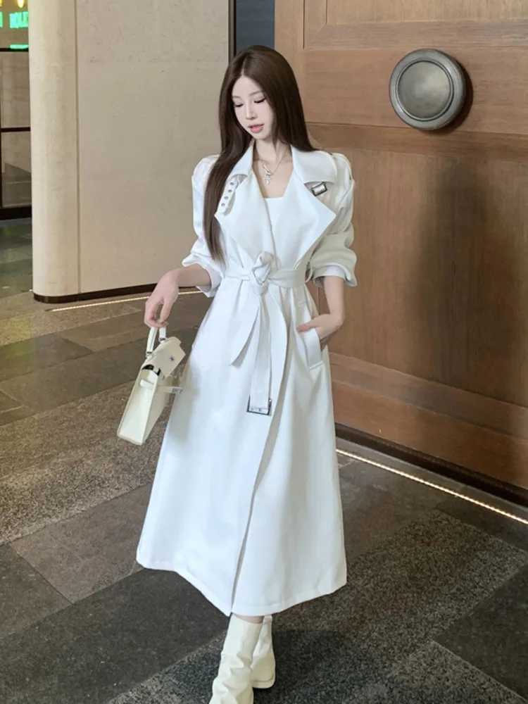 High Quality British Style Trench Coat For Women 2024 Autumn Fashion Casual Long Windbreakers Coat Korean Loose Belt OvercoatX240921