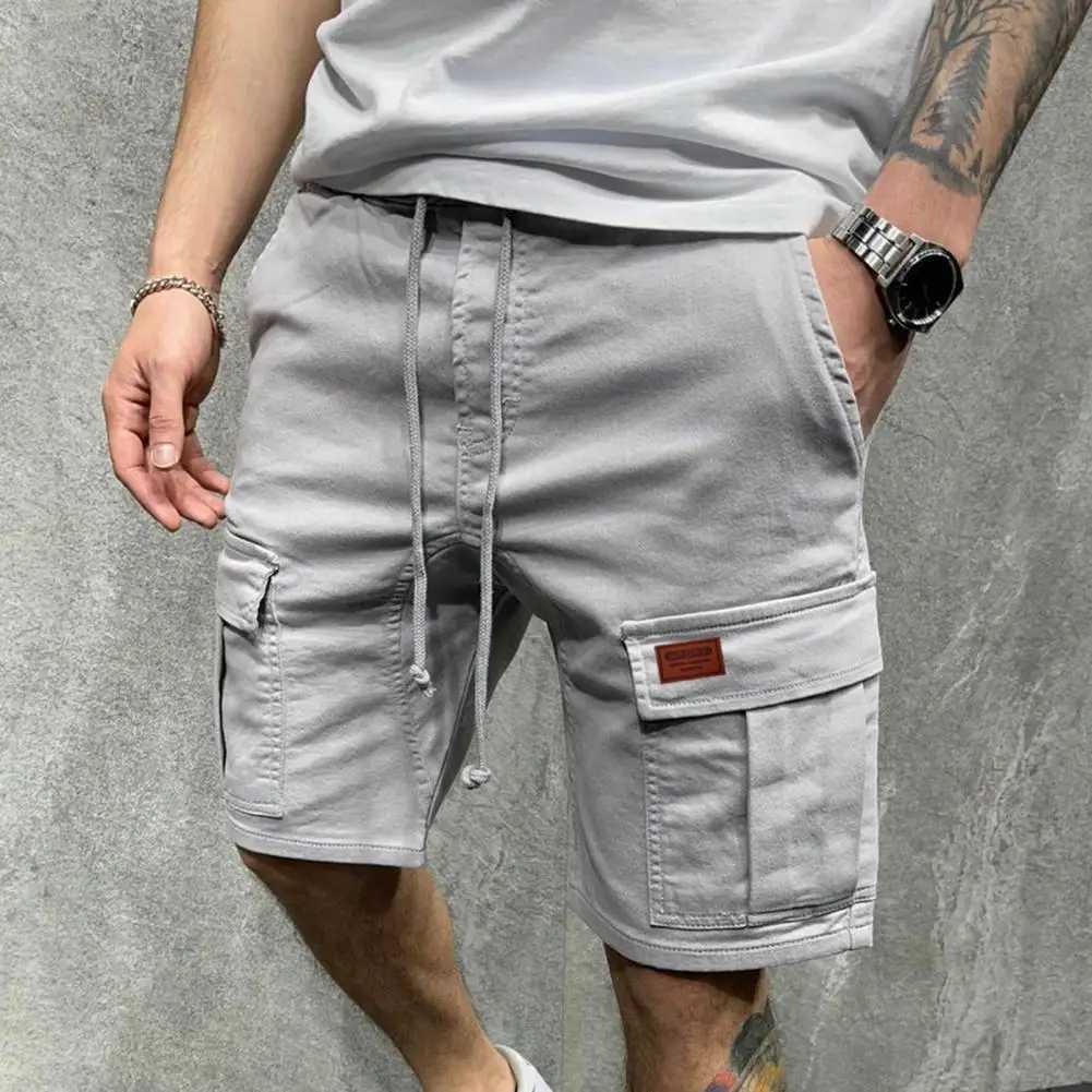 Shrink Resistant Trendy Multi Pockets Men Cargo Shorts Streetwear Men Shorts Drawstring for FitnessX240921