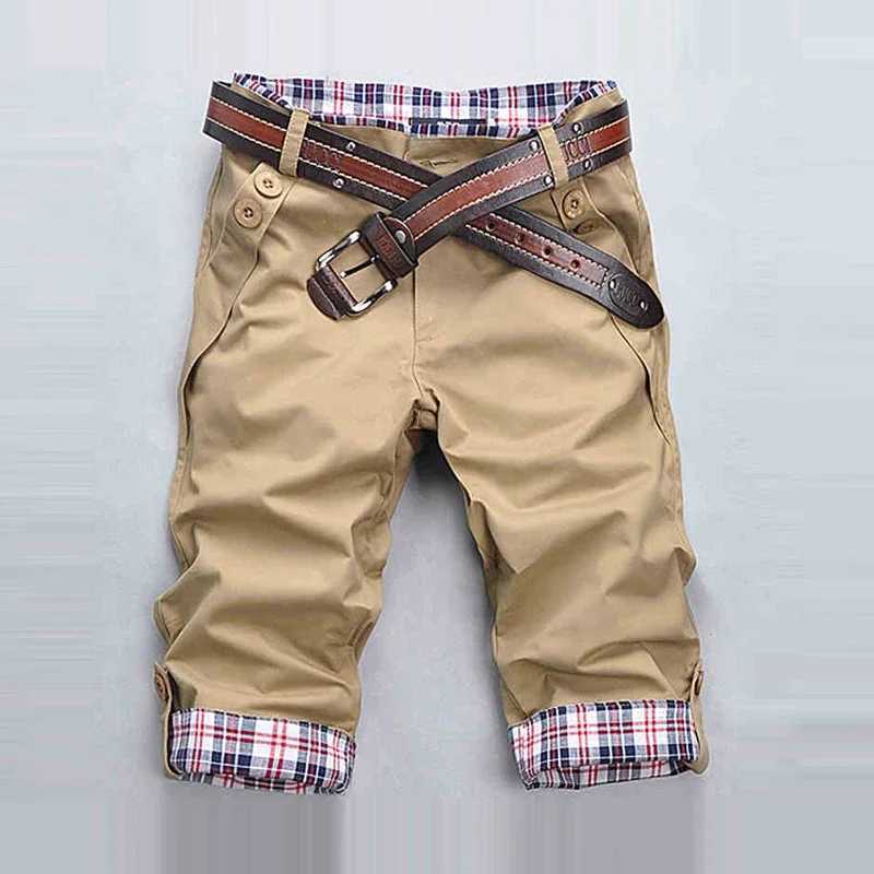 Shorts for Men Summer Fashion Mens Plaid Shorts Casual Slim Fit Men Streetwear Cargo Gym Shorts Men Clothing No BeltX240921
