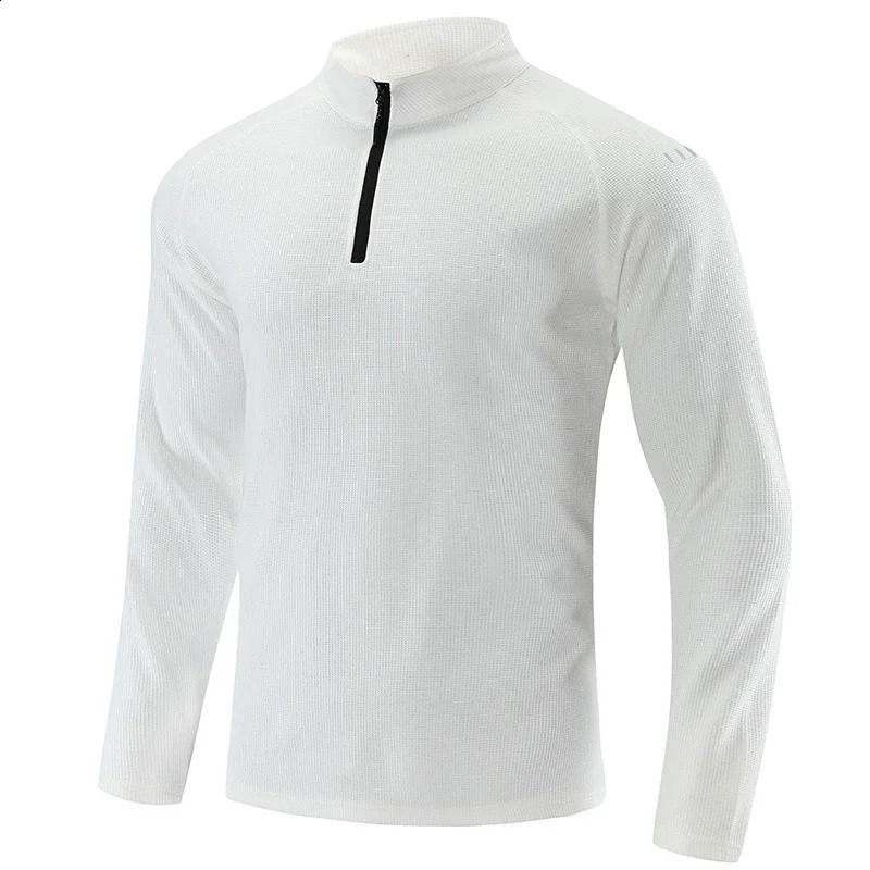 Mens Stand up Collar Zipper Long Sleeve Hoodie Sports Breathable Fitness Fashionable Top 240911