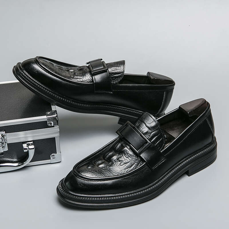 Classic Brand Genuine Leather Fashionable Low Top Banquet Dress Men's Loafers Business Casual Shoes