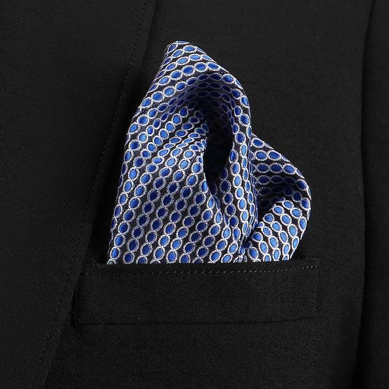 Vangise Mens Pocket Square Solid Color Blue Handle Chief Fashion Hanji Mens Business Set Accessories 22cm * 22cm W240921