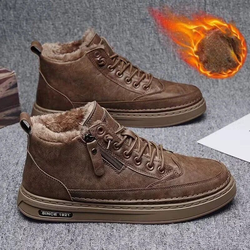 2024 New Designer Shoes Men's Winter Warm Cotton New Classic Fashion Retro Plush Comfortable Anti slip Snow Boots Outdoor Sports and Leisure Shoe