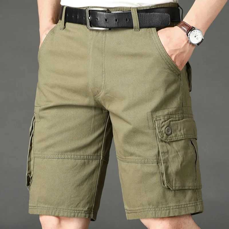 Khaki Half Mens Cargo Shorts Solid Male Bermuda Short Pants Big and Tall Designer Jogger Baggy New In Homme Jorts Cotton LuxuryX240921