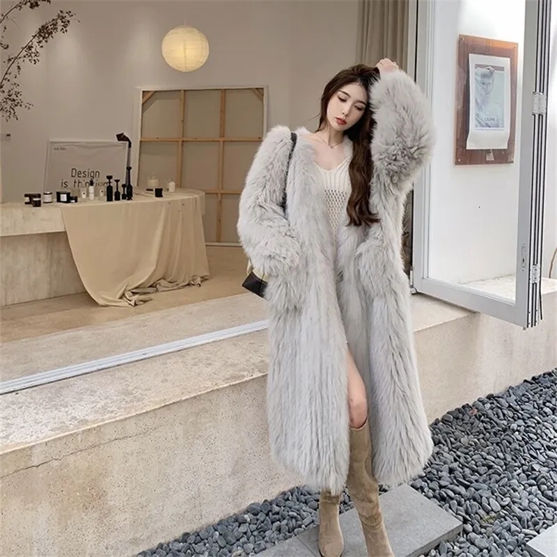 2024 Winter Imitation Hair Jacket Women Korean Version Of The New Faux Coat Fox Fur Long Outwear