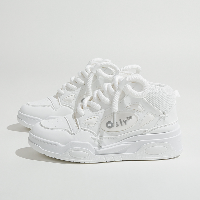 Trendy men's high top, new couple's women's autumn soft bread shoes, versatile casual thick sole sports board shoes