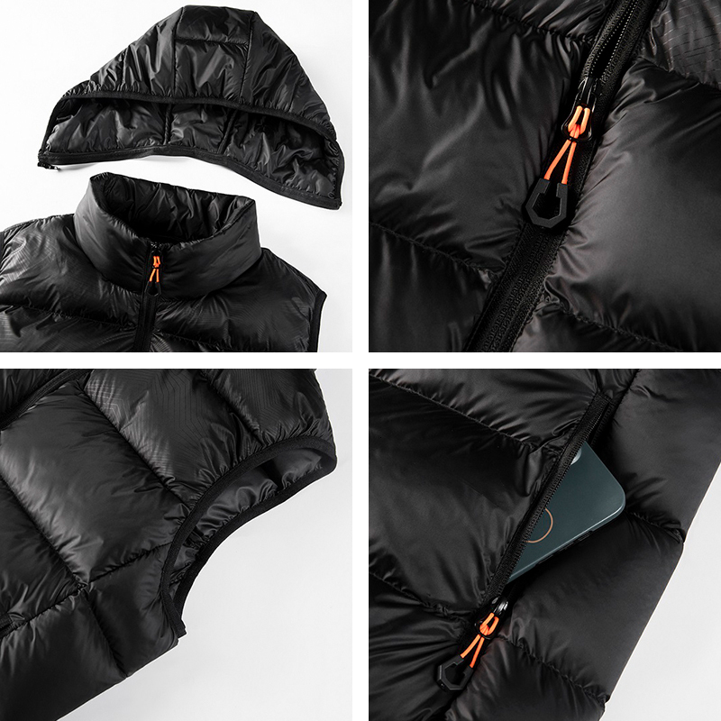 Winter Warm Windproof Thick Sleeveless Men Waterproof Hooded Casual Waistcoat Detachable Hat Vest Jacket