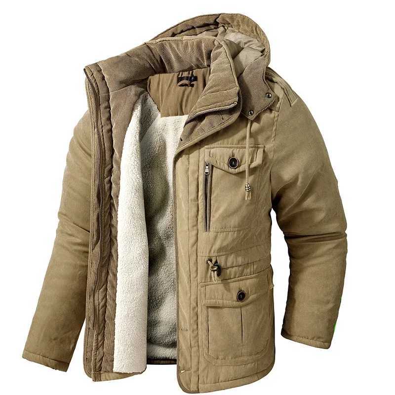 2024 mens cotton Parka cotton pad windproof and warm hooded cashmere jacket thick winter jacket with wool lining for men W240920