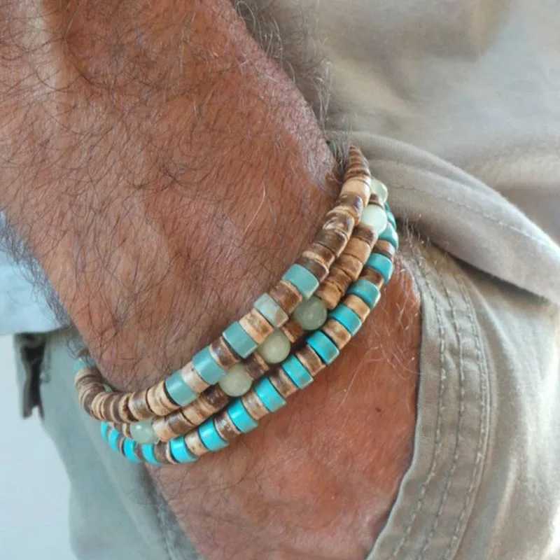 Mens Beaded Bracelet Surfer Style Bracelet.Mens Bracelet Stack Stacking Bracelets Stretch Boho BraceletsX240921