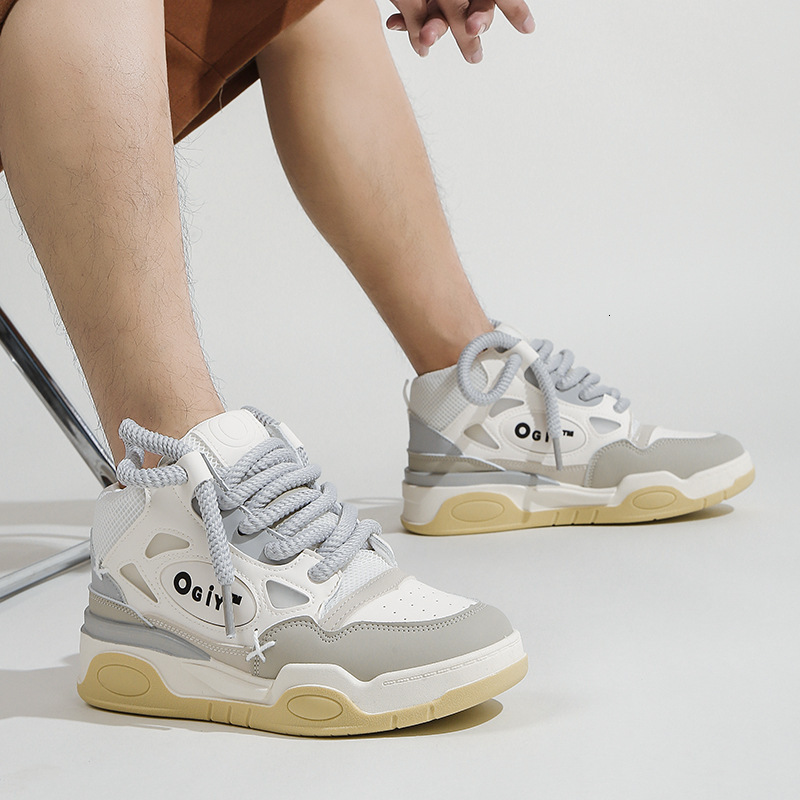 Trendy men's high top, new couple's women's autumn soft bread shoes, versatile casual thick sole sports board shoes