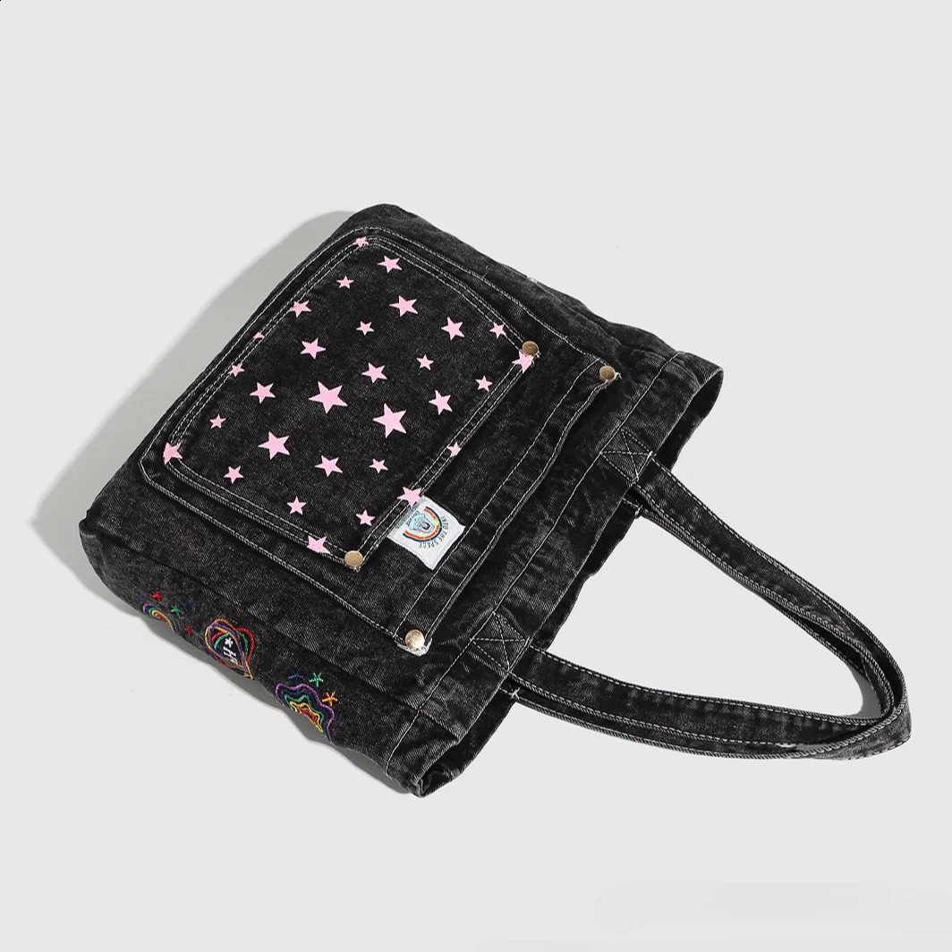 large capacity handbags denim bags commuting for work and shoulder 240919