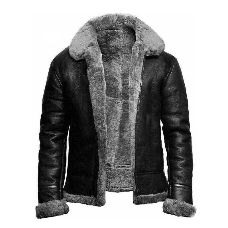Men Plush Jacket Integrated Fur Comfortable Thickening Warm Long Sleeved Solid Color Leisure Versatile Zippered Jacket 240911