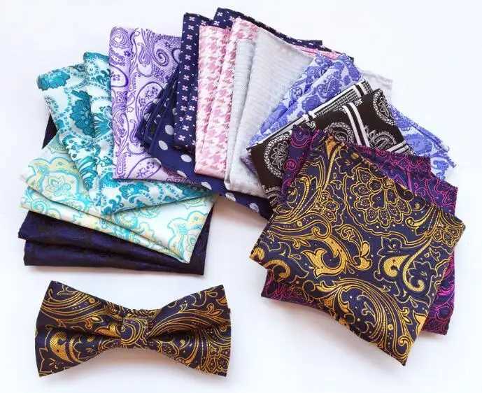 GUSLESON Mens Fashion Silk Screen Handle Business Leisure Square Pocket Handle Wedding Hanks W240921