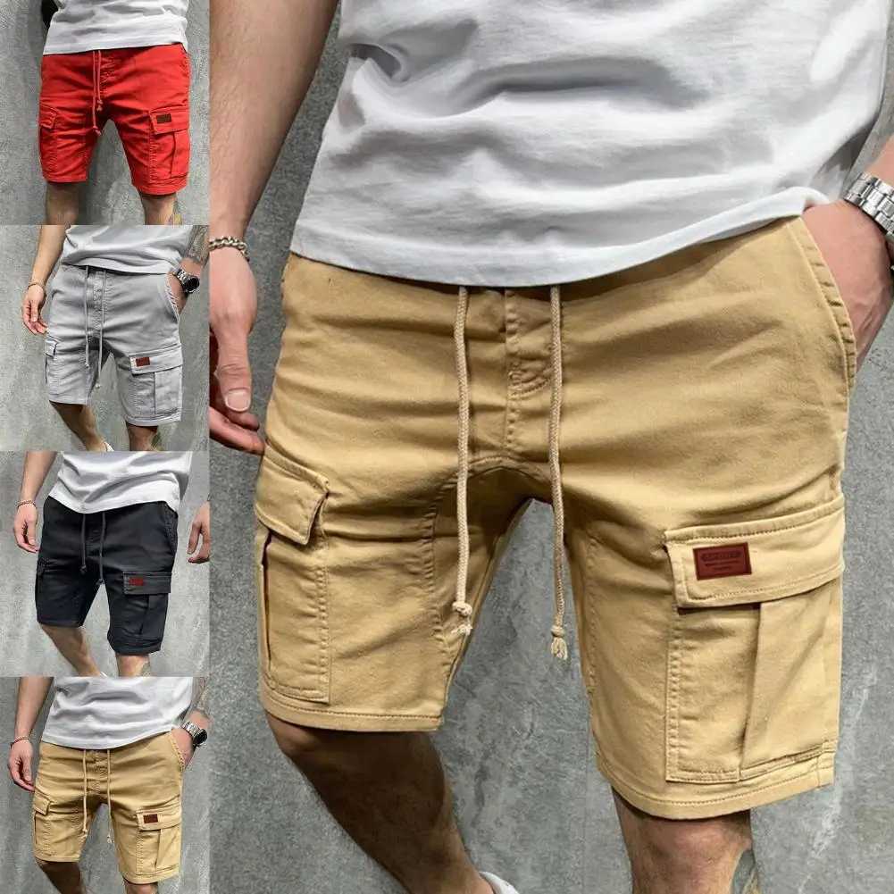Shrink Resistant Trendy Multi Pockets Men Cargo Shorts Streetwear Men Shorts Drawstring for FitnessX240921