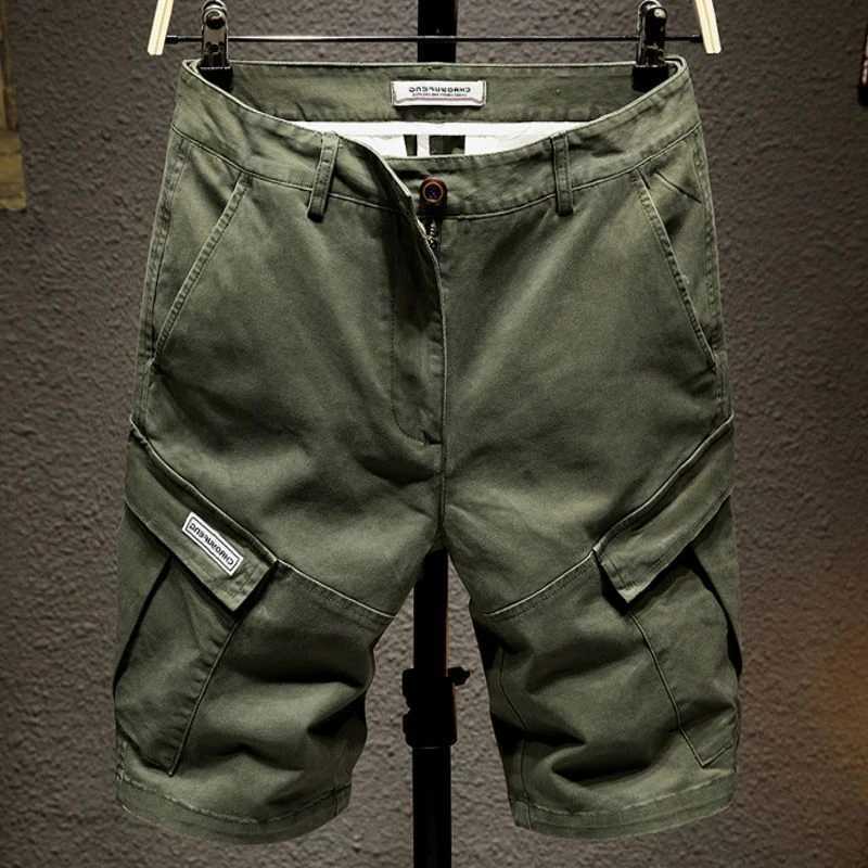 Mens Cargo Shorts Wide With Zipper Khaki Male Short Pants Loose Baggy Casual Y2k Vintage 2024 Fashion Clothing WholesaleX240921