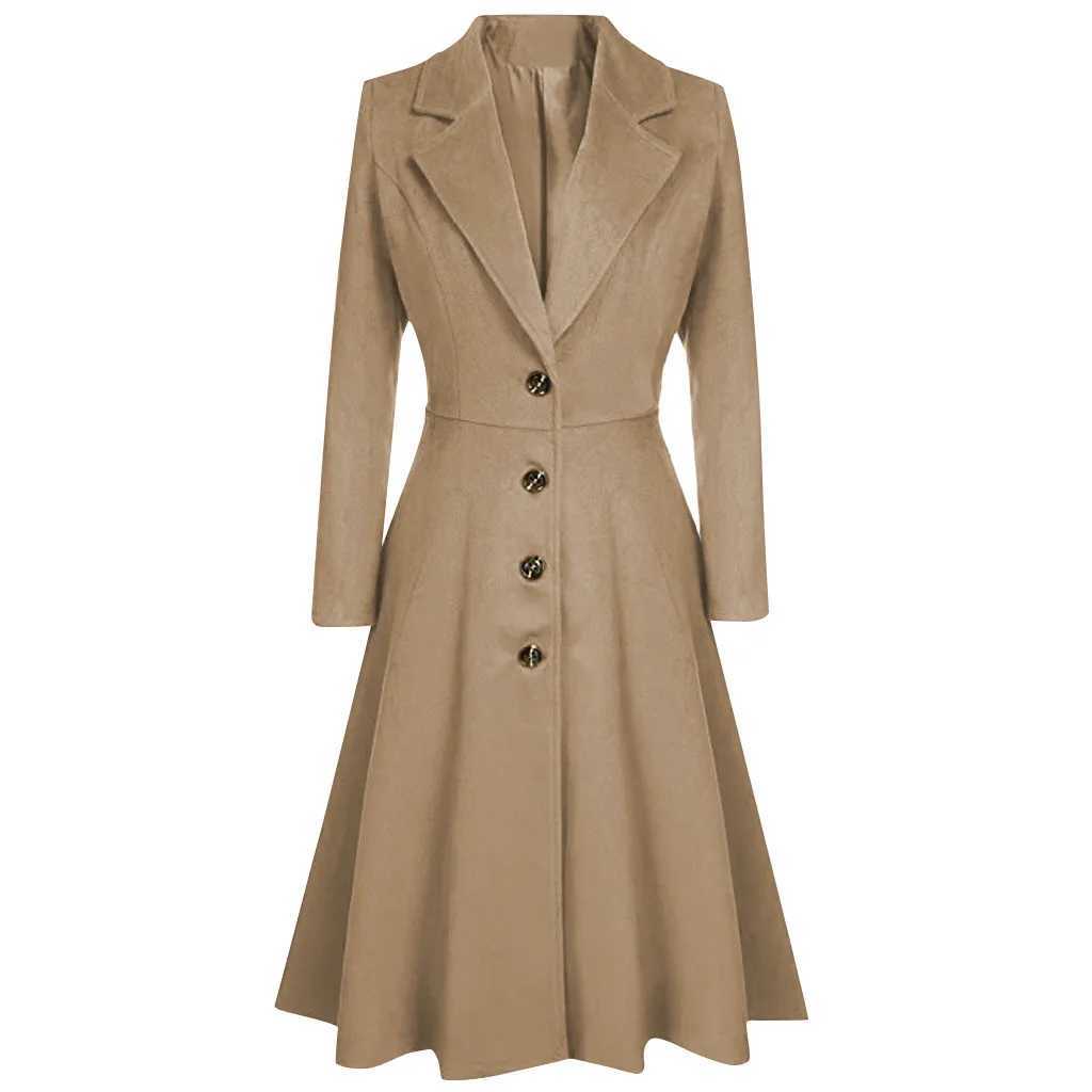 Winter Jackets For Women 2023 Autumn Winter Lapel Button Long Trench Coat Windbreak Overcoat Women Jacket X240921