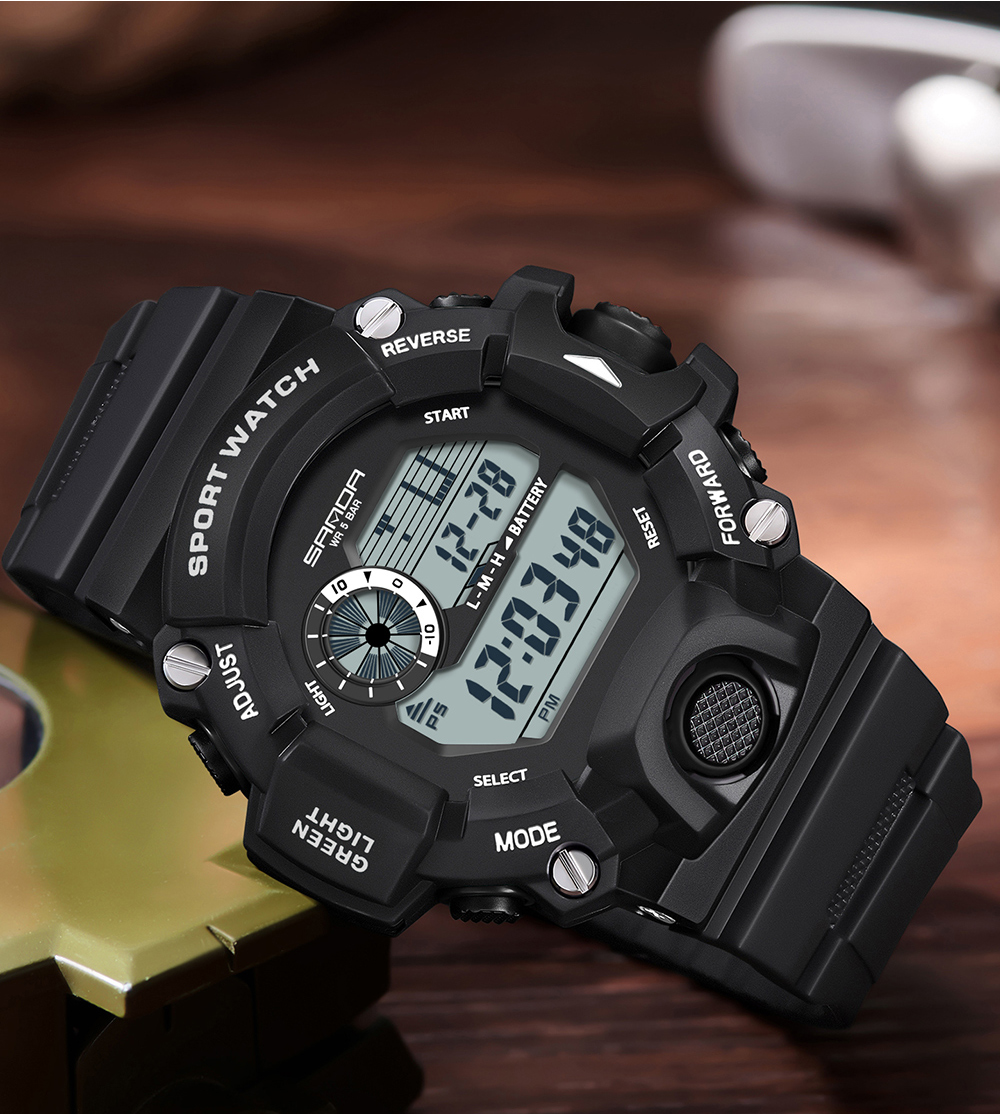 SANDA Digital LED Watch Men Waterproof Sport Men 326 Watch Luxury Brand MilitaryWristwatch For Male Clock Relogio Masculino 03