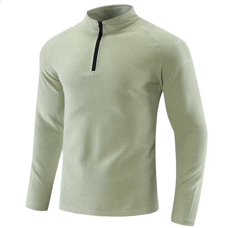 Mens Stand up Collar Zipper Long Sleeve Hoodie Sports Breathable Fitness Fashionable Top 240911