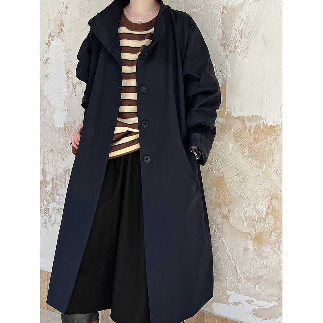 2024 Women Autumn Cotton Long Trench Coat Stand Collar Women Fashion Coat Casaco Feminino New Trench FemmeX240921