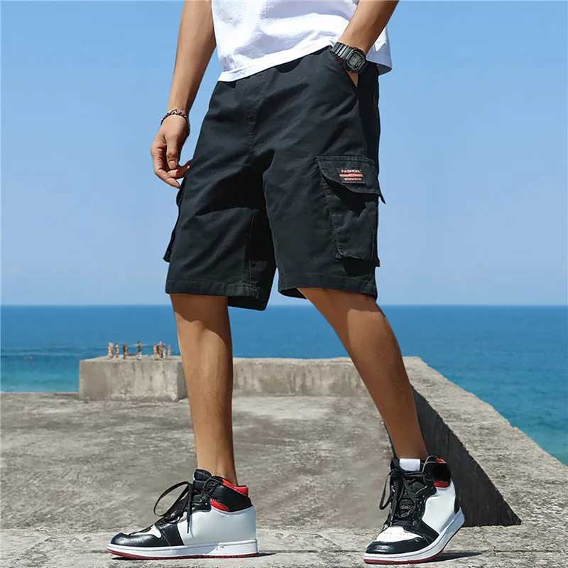 2023 New Summer Men Trend Cargo Shorts Mens Letter Print Pocket Shorts Fashion Casual Straight Shorts Male Ropa HombreX240921