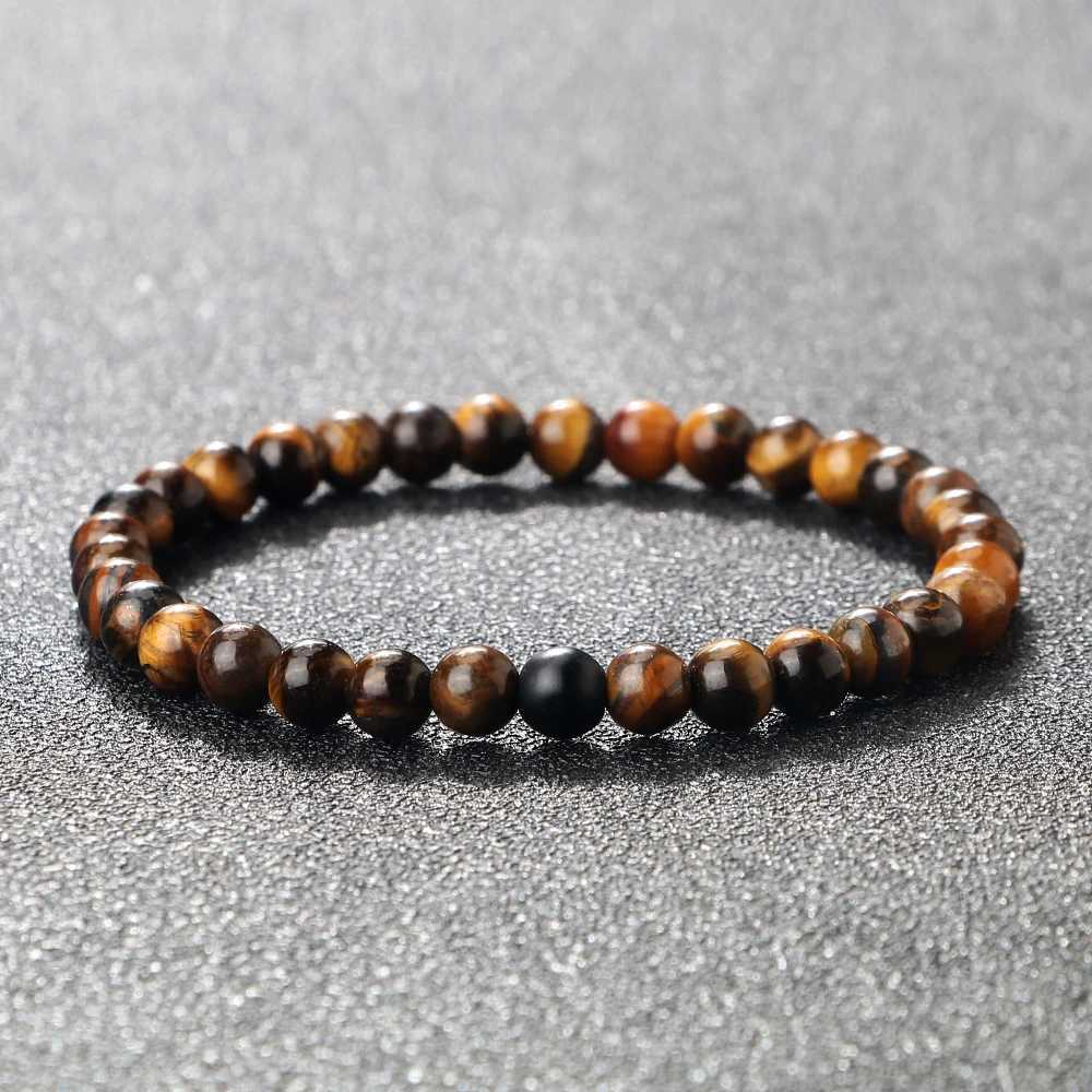 Classic 6mm Natural Stone Beads Bracelets for Women Men Black Matte Lava Tiger Eye Elastic Bracelet Couples Fashion Jewelry GiftX240921