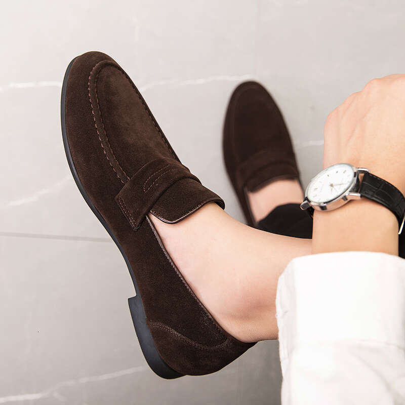 Summer brown Men Loafers Business office wedding suede shoes Flat Slip On Male Casual Shoes atillas de deporte