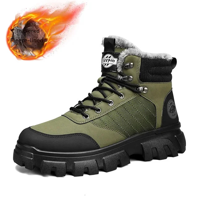 Free shipping designer shoes, new men's British wool cotton shoes, high cut thick sole warm snow lace up retro men's Martin boots, snow boot