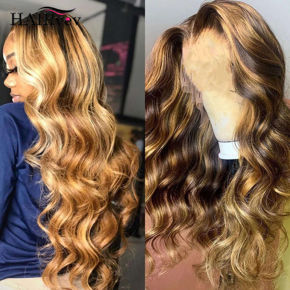 13x4 13x6 Highlight HD Frontal Wig Human Hair Honey Blonde Body Wave Lace Front For Women Brazilian Wigs Pre Plucked