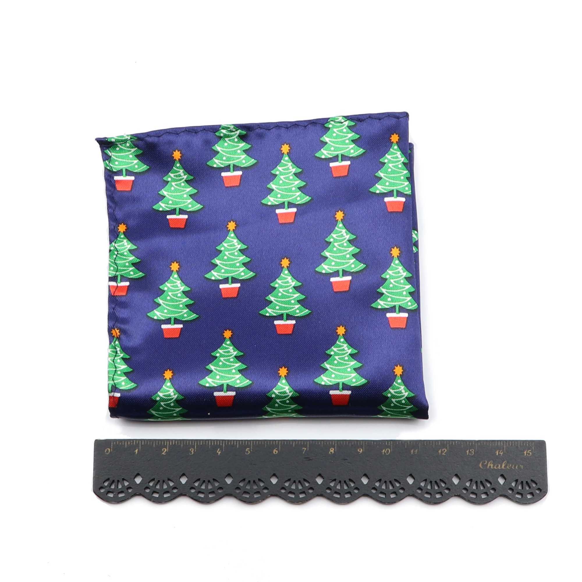 New Christmas Handkerchief Polyester Hankie Pocket Square Hand Made 22cm Women Men Casual Party Gift Tuxedo Bow Tie AccessoryX240921