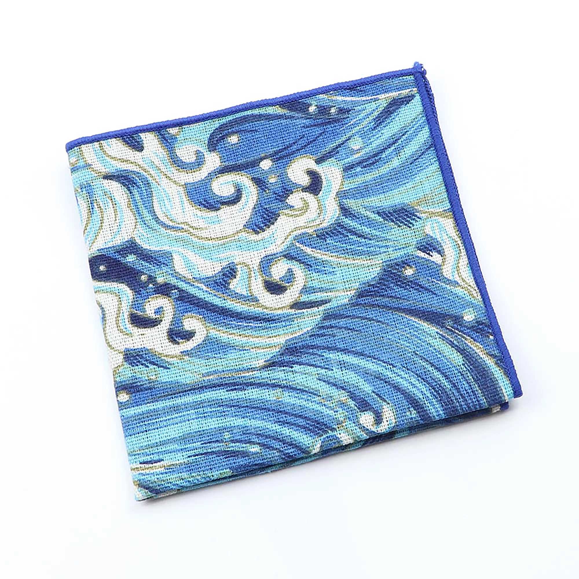 Japanese Style Linen Handkerchief Scarves Vintage Waves Cartoon Animal Flower Pattern Hankies For Men Casual Party Wedding GiftX240921