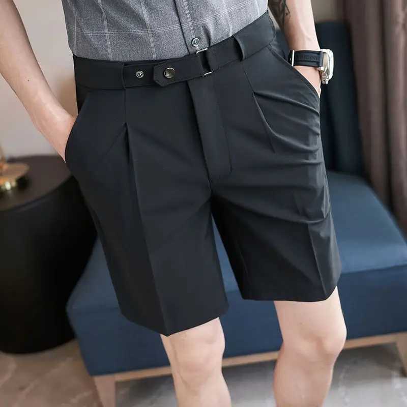 Comfortable Elastic Waist Cargo Shorts Straight Simplicity Handsome Button Pockets Solid Zipper Fashion Casual Mens ClothingX240921