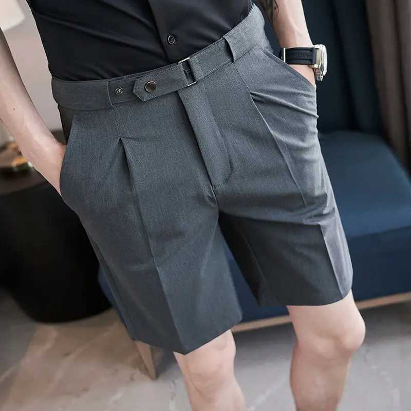 Comfortable Elastic Waist Cargo Shorts Straight Simplicity Handsome Button Pockets Solid Zipper Fashion Casual Mens ClothingX240921