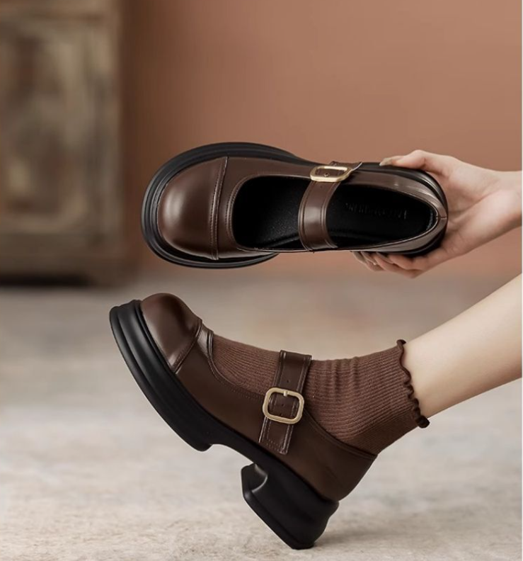 Leather High Heel Shoes for Women: Simple, Versatile, Height-Enhancing Black, Brown | Free Shipping 2870