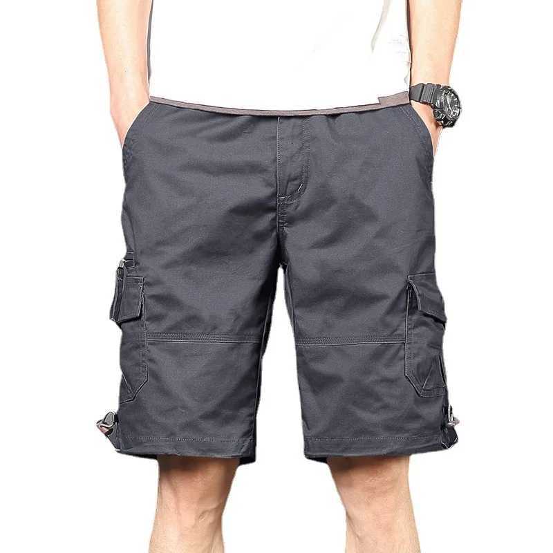 Summer New Mens Cargo Shorts Fashion Korean Version Loose Five Quarter Pants Mens Multi-pocket Straight Casual PantsX240921