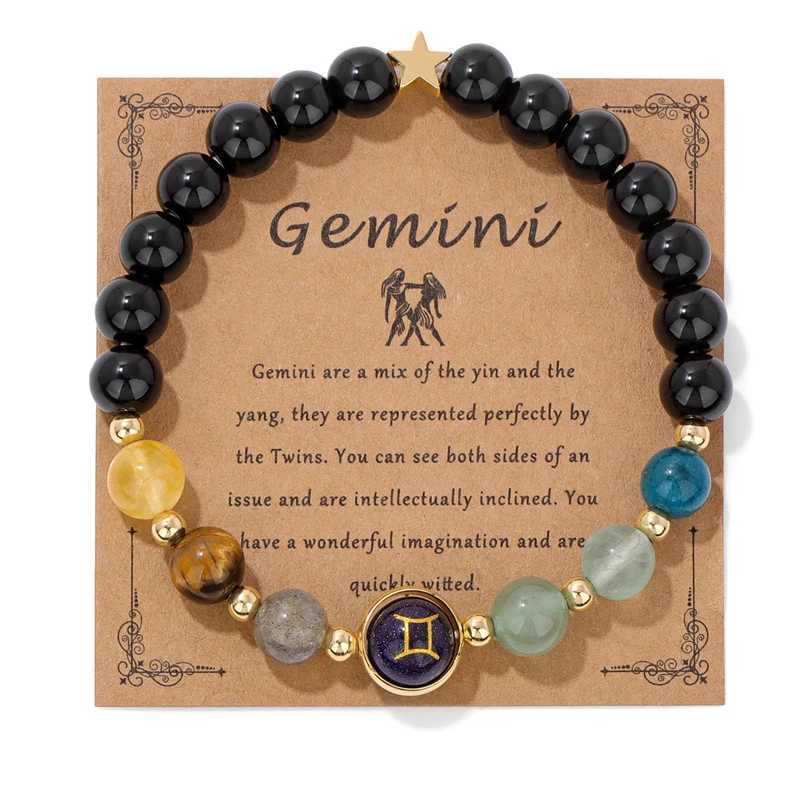 12 Zodiac Signs Constellation Beaded Bracelet For Women Men Obsidian Stone Beads Cancer Leo Libra Bracelets Handmade JewelryX240921