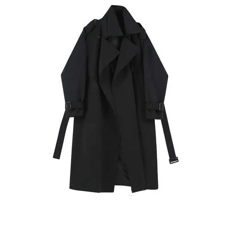 Fashion Trench Jackets Long Pattern Female Solid Color Coat Classic Lapel Long Sleeve with Belt Spring Autumn Casual Street WearX240921