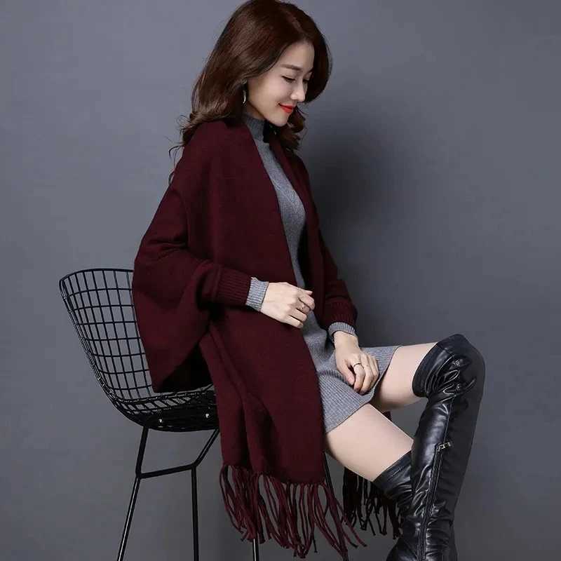 2024 new style fashionable tassel cardigan shawl jacket suitable for womens clothing elegant long sleeved shawl raincoat jacket womens top W240921