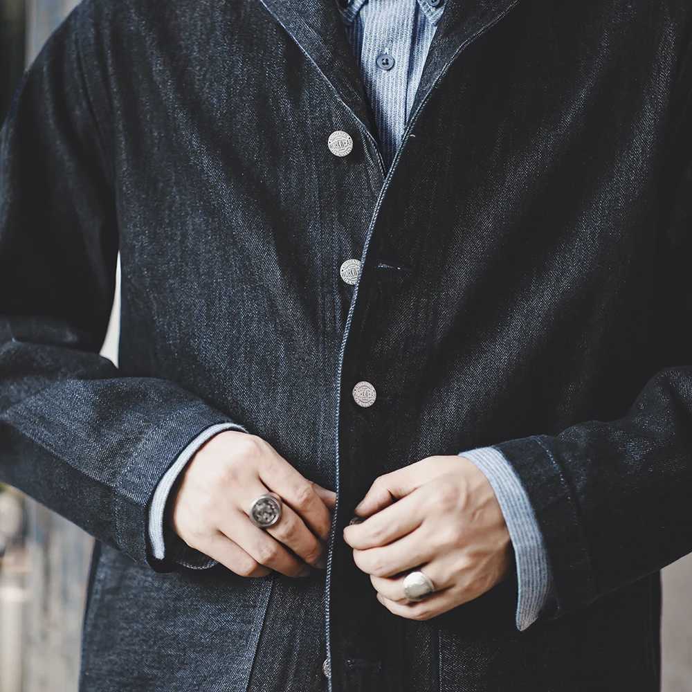 Maden Washed denim jacket mens retro workwear jacket Coats pure cotton denim hunting denim lapel jacket mens clothing W241011